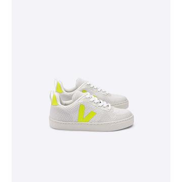 Veja V-10 MALHA BRANCO ALUMINIO Sko Barn White/Green | NO 794NWY